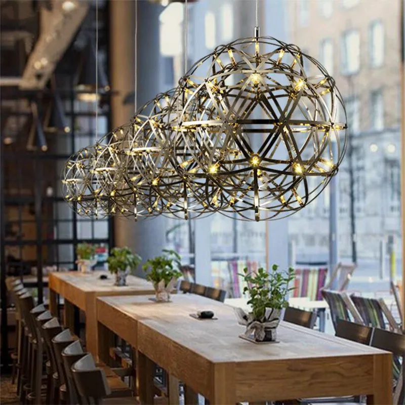 

JLAPRIRA Modern Rainmond Firework Pendant Lights Bar Light g4 LED Stainless Steel Ball Pendant Lamp for Bar/Restaurant Lamparas