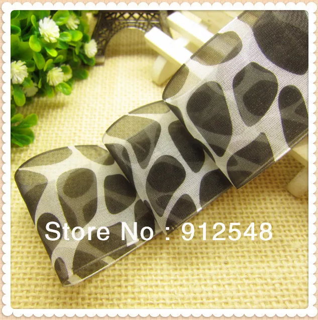 

free shipping 1-1/2'' (38mm) Leopard Organza Sheer Ribbon Wedding Party Favor Decoration Craft,9836