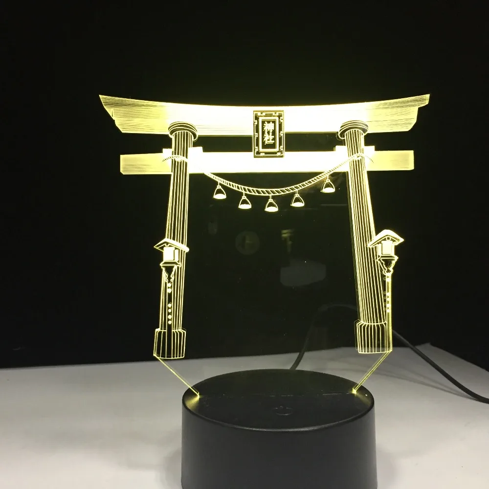 Японский японский Shrine Jinja USB светодиодный 3d-ночник многоцветный RGB фестиваль подарок декоративные светильники настольная лампа спальня Прямая поставка