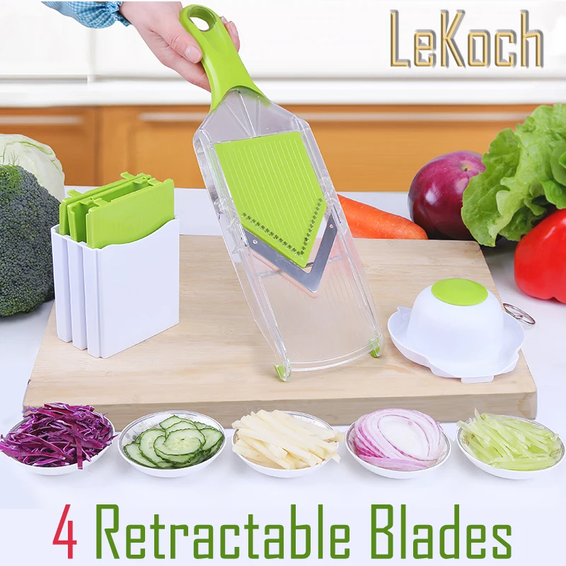 Mandoline Slicer Vegetables Cutter with 4 Stainless Steel Blade Carrot Grater Onion Dicer Slicer Kitchen Accessories