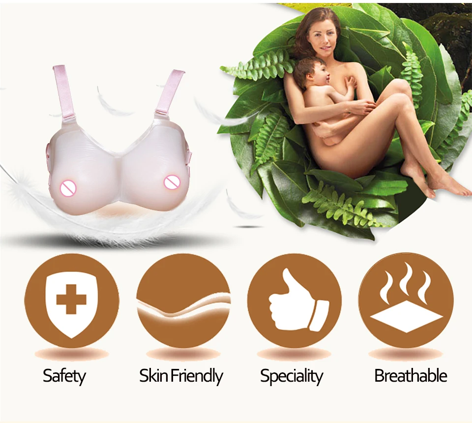 Komaynaly Strap-on Silicone Breast Forms Realistic Nipple Fake Boobs for Crossdresser Cosplay05