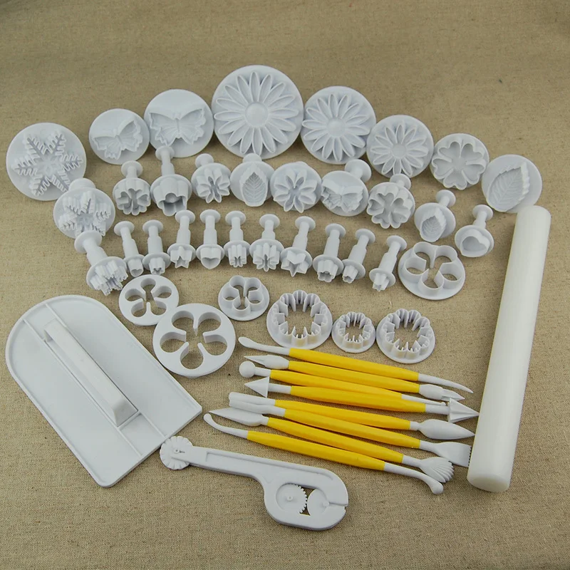 

All 47pcs Sugarcraft Cake Decorating Tools Plunger Cutter Modelling Tool Cake Mold Cookie Biscuit Fondant Mould Flower Set