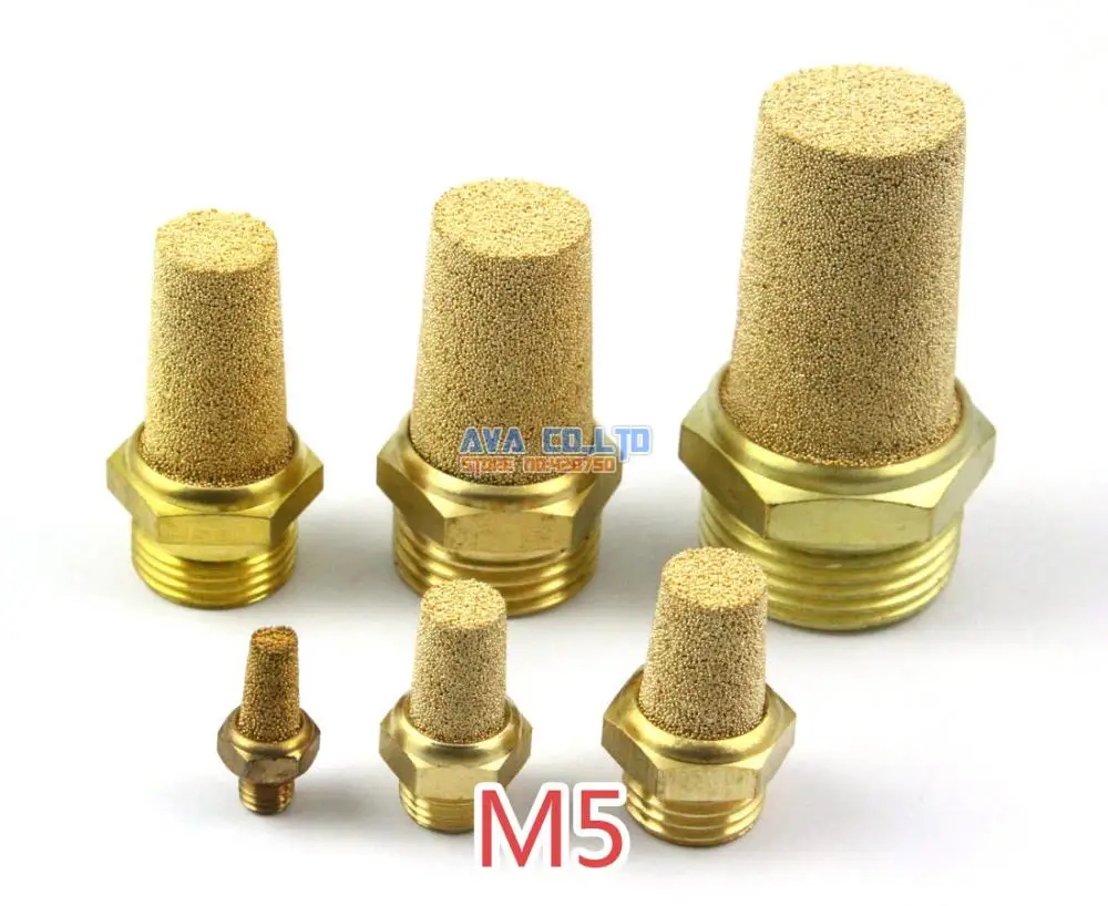 uxcell M5 Thread Brass Pneumatic Air Breather Muffler Noise Exhaust 10pcs uxcell M5 Thread Brass Pneumatic Air Breather Muffler Noise Exhaust 10pcs