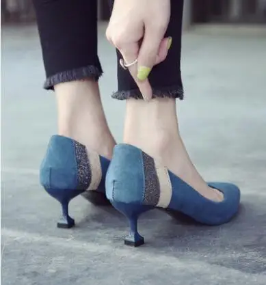 

New 3-5 cm black pointed heel shoes stiletto shallow mouth wild ladies single shoes professional work shoes