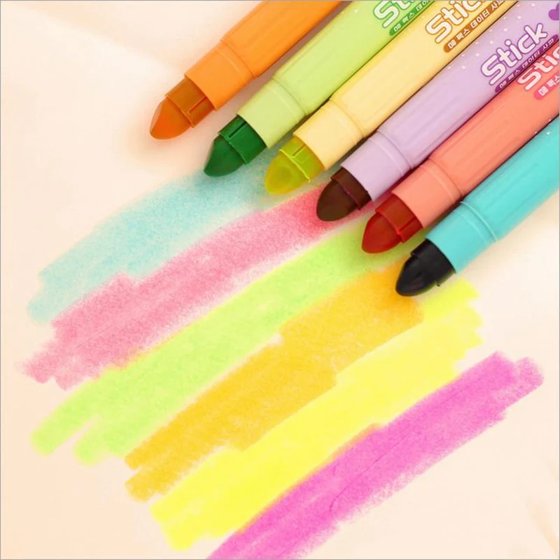 6PCS Hot Sale Stick Korean Highlighter Pen Marker Pen DIY And School