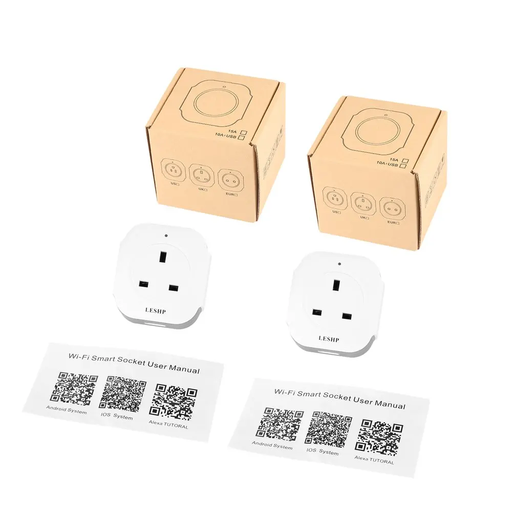 

LESHP 2pcs/set Single Port Wireless Mini Socket Smart Plug With USB Output(5V/1A) Wi-Fi Smart Switch Socket 100-240V