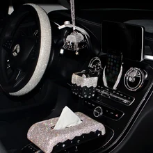 Strass in Cristallo Di lusso Seggiolino Auto Decorazione di Interni Sterzo Copertura Della Ruota di Copertura Air Vent Supporto Del Supporto Del Telefono per le Signore Accessori Auto