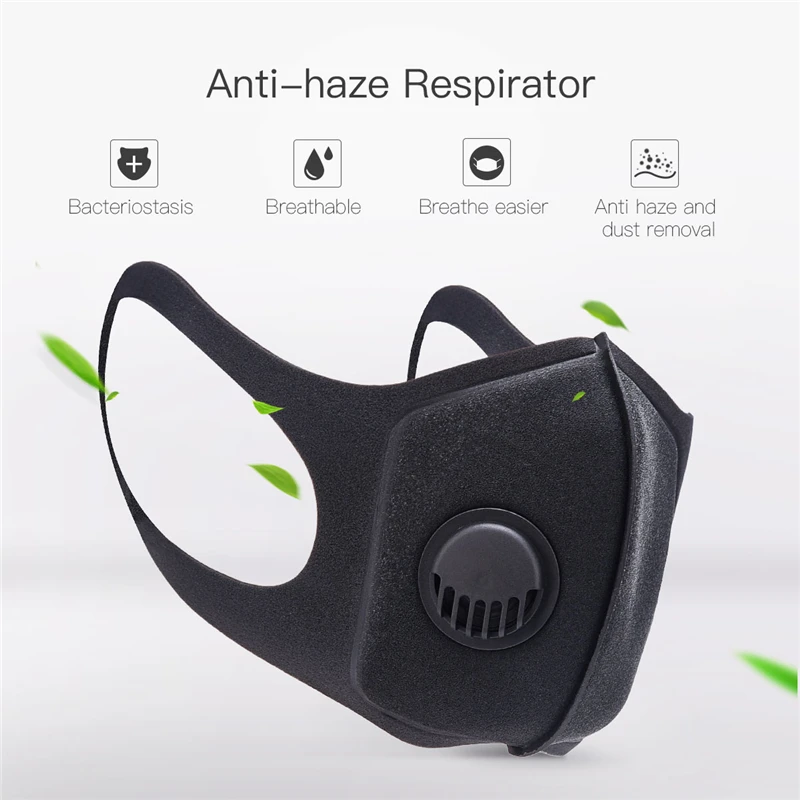 Складная маска для лица пыле унисекс черный рот маска PM2.5 фильтр респиратор клапан лицо крышка Анти-загрязнения для верховой езды спортивные маски