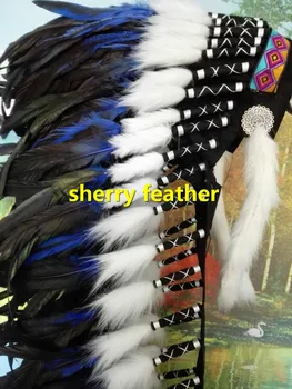 

28inch royal blue Feather headdress headband dancewear halloween costume feather costumes hat