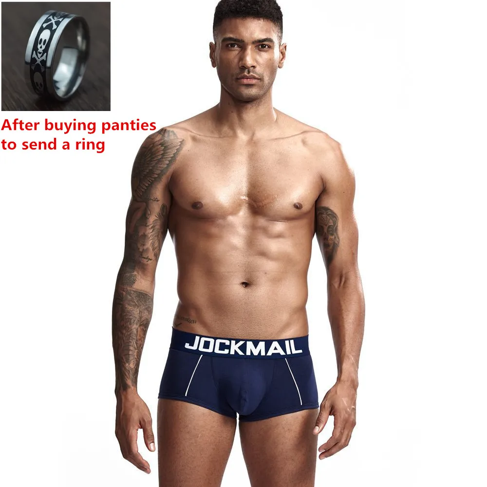 JOCKMAIL Гладкий минималистичный Мужское нижнее белье бойшорт U выпуклая большая сумка молодежное нижнее белье друзья старые трусы боксеры Отправить кольцо