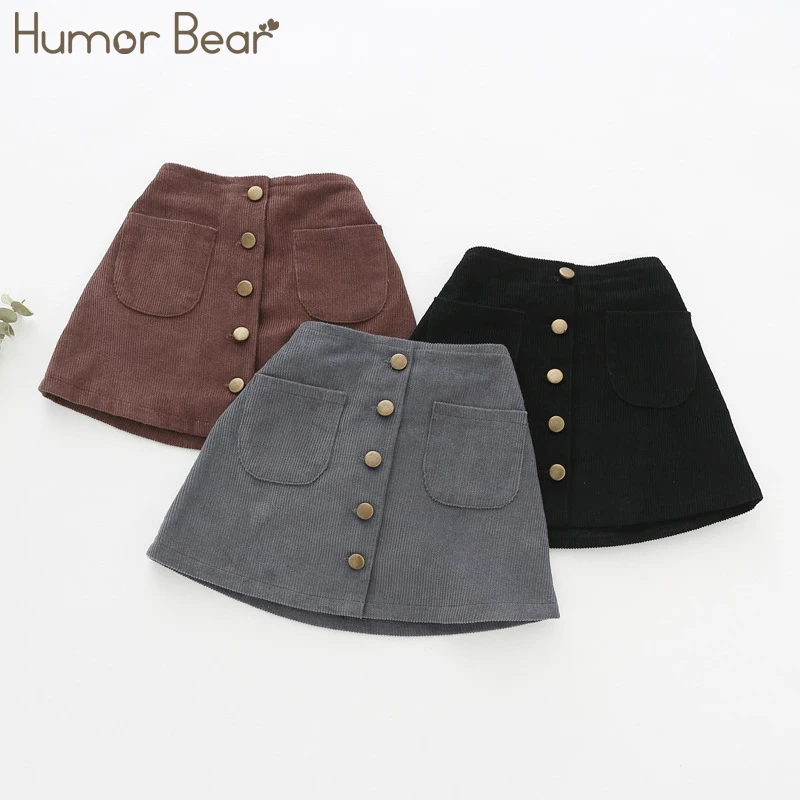 Humor Bear/ г. Юбки для девочек; осенне-зимняя детская одежда на пуговицах; детские вельветовые юбки; юбки для маленьких девочек