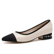 Spring summer women's pumps inside outside realy leather comfortable fashion 3.5 CM high heels pointed toe shoes women keerygo women s shoes inside and outside the full leather lace leather shoes comfortable feet big shoes