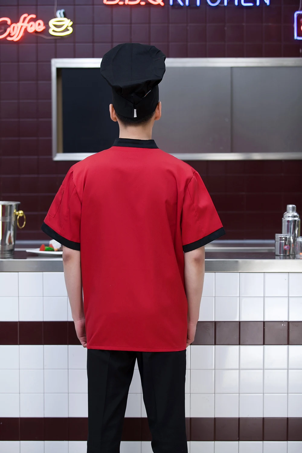 Высококачественный унисекс ресторанный в китайском стиле летний короткий рукав двубортный шеф-повара Кухня готовка кафе Рабочая Униформа куртка