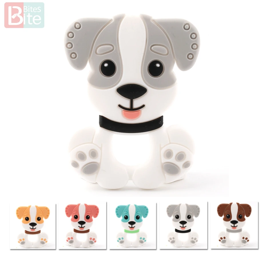 

Bite Bites 1pc Silicone Lovely Dog Teether BPA Free Food Grade Materials Charms Baby DIY Jewelry Nursing Necklace Teether