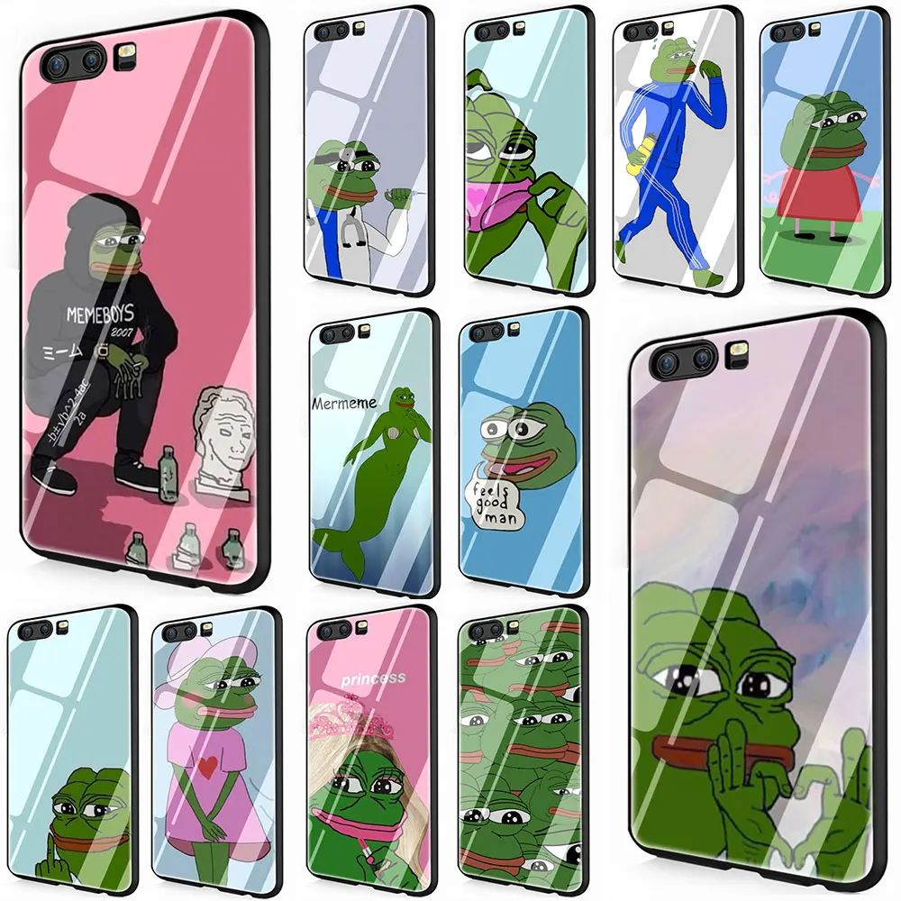 Internet Meme Smug Frog Pepe Tempered Glass Cover Case for Huawei P10 P20 Mate 20 Honor 9 10 Lite Pro 7A 8X P Smart Internet Meme Smug Frog Pepe Tempered Glass Cover Case for Huawei P10 P20 Mate 20 Honor 9 10 Lite Pro 7A 8X P Smart