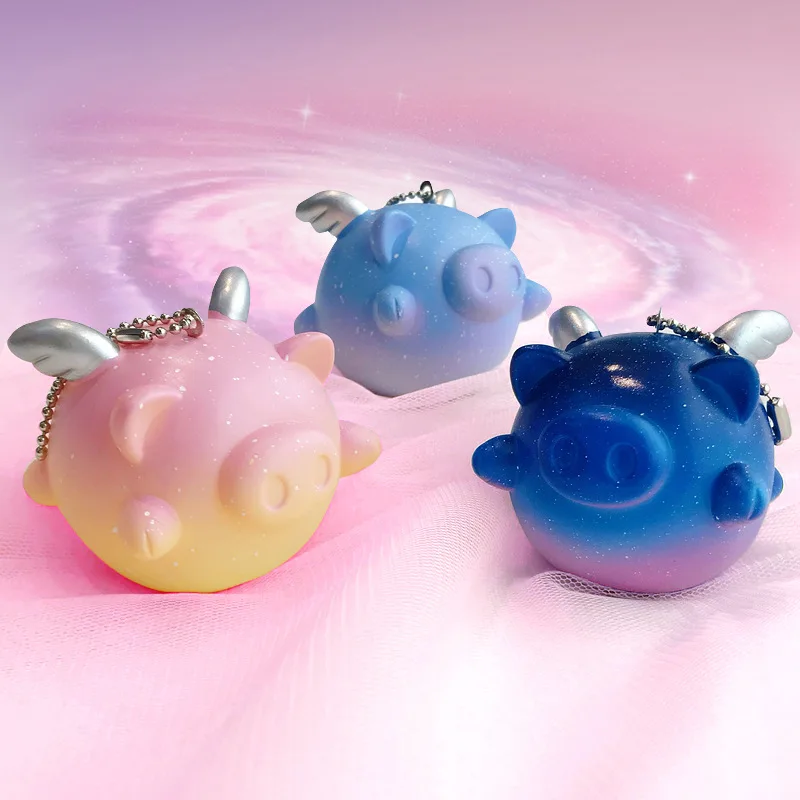 

2019 New creative cute dream key chain ring sound star small flying pig key chain toy men and women bag bells pendant girls gift
