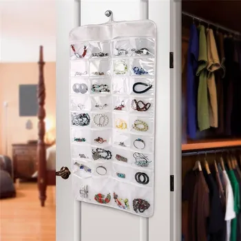 

1PC New Travel 72 Pocket Hanging Ring Necklace Jewellery Display Case Bag Holder