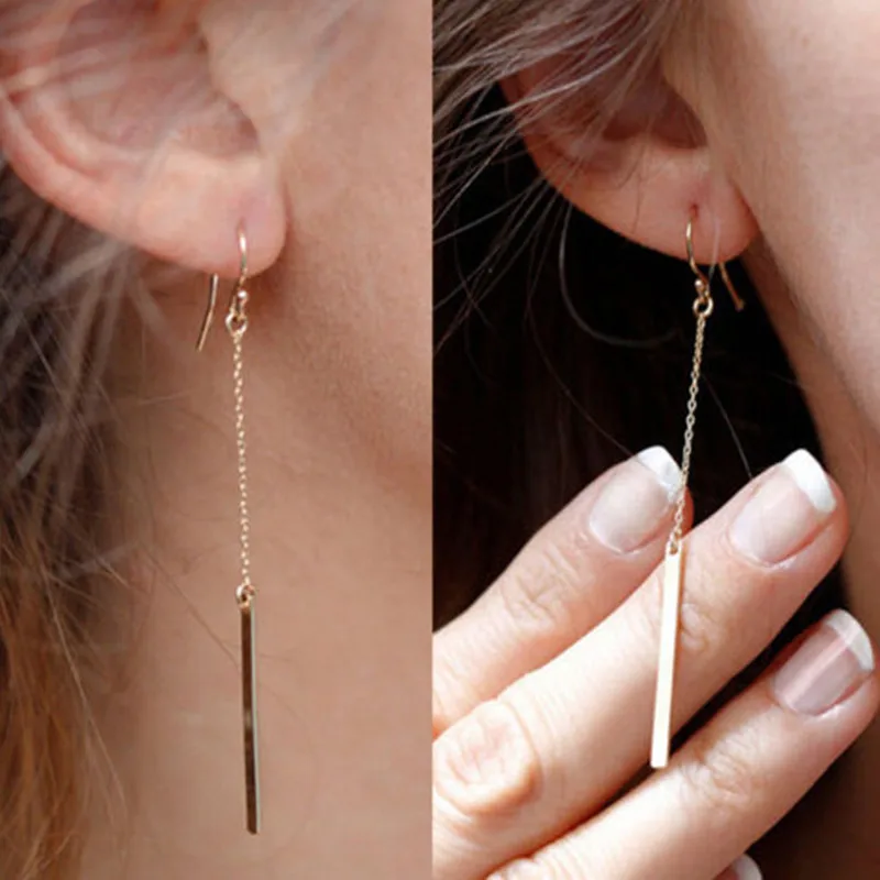 

2018 Zinc Alloy European and American popular simple long section of a chain-shaped ear hook earrings wholesale trade punk style