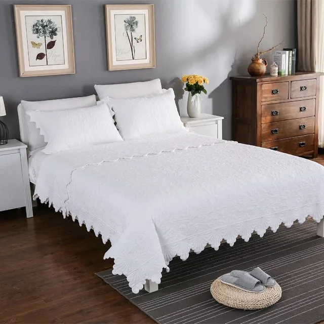 Buy White Embroidery Quilts King size cotton Quilting