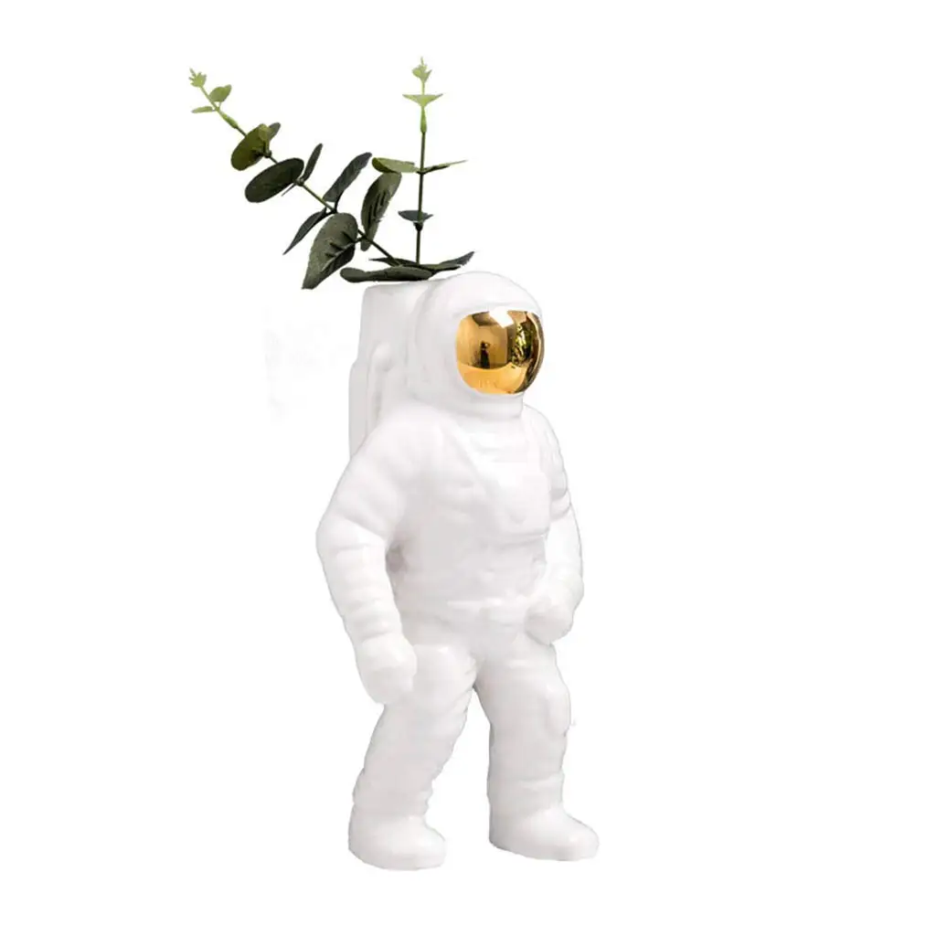  Space Man Sculpture Astronaut Fashion Vase Rocket Aircraft Ornament Model Ceramic Material Cosmonau