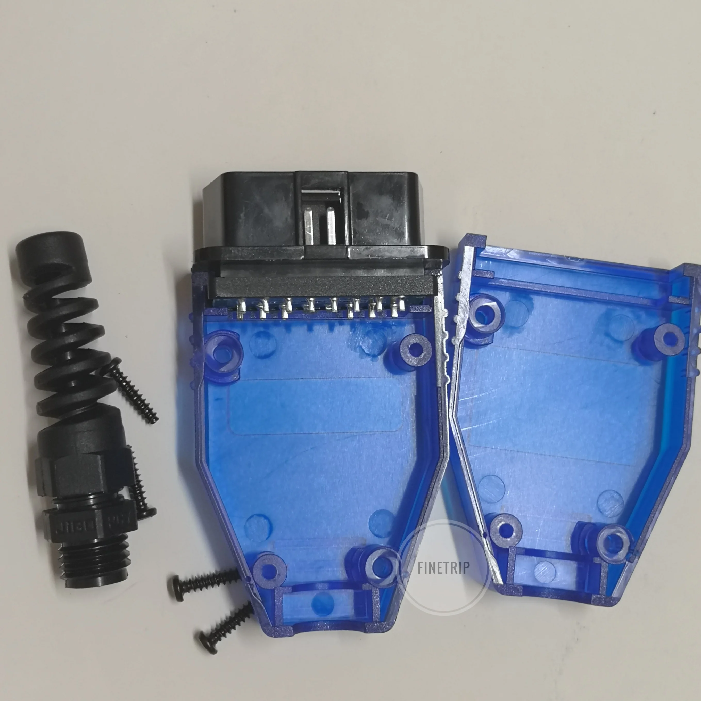 10 шт./лот FINETRIP OBD2 16Pin штекер разъема адаптера J1962 OBDII проводка оболочки прозрачный белый/синий/черный