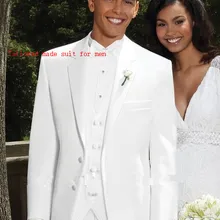 Настроить учетом смокинг для жениха белого цвета и цвета слоновой кости best человек Нотч женихов Для мужчин костюмы для выпускного Для мужчин свадебный костюм(куртка+ брюки+ жилет+ галстук