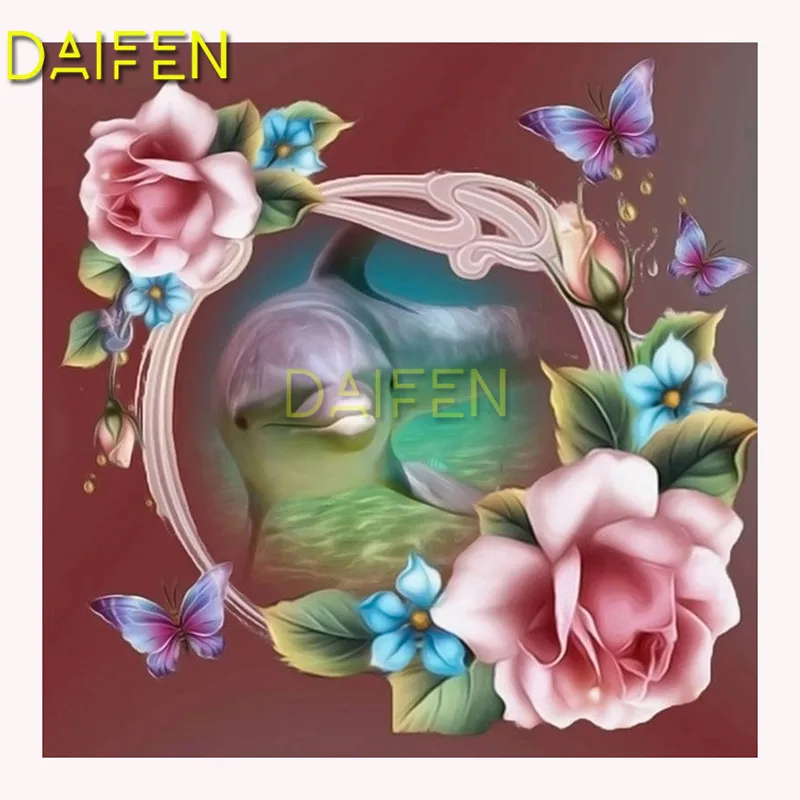 

Full Round Diamond painting Cross stitch Full Square Diamond embroidery lovely dolphin flower butterfly DIY 3D Diamond mosaic