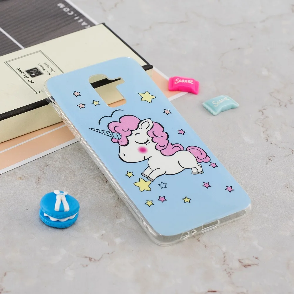 Чехол с единорогом для Galaxy J8 2018 J810F/DS силиконовый чехол Samsung J4 J6 J7 A6 Etui Telefoon