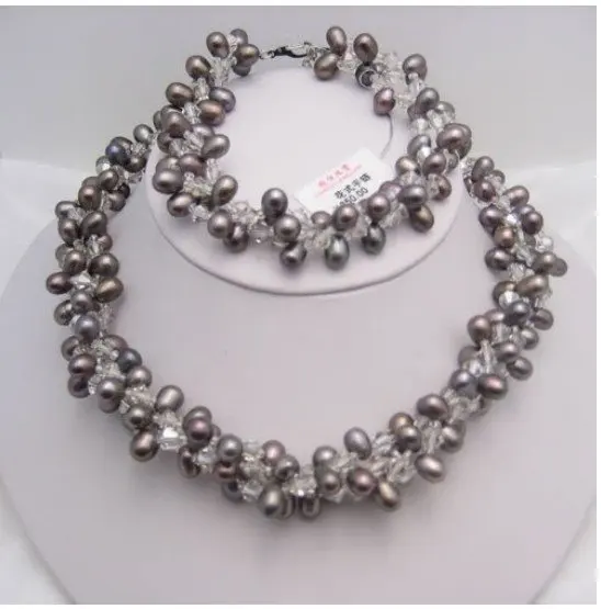 

Nice Cultured Pearl Faceted Agate Necklace 22" AKOYA Free shipping