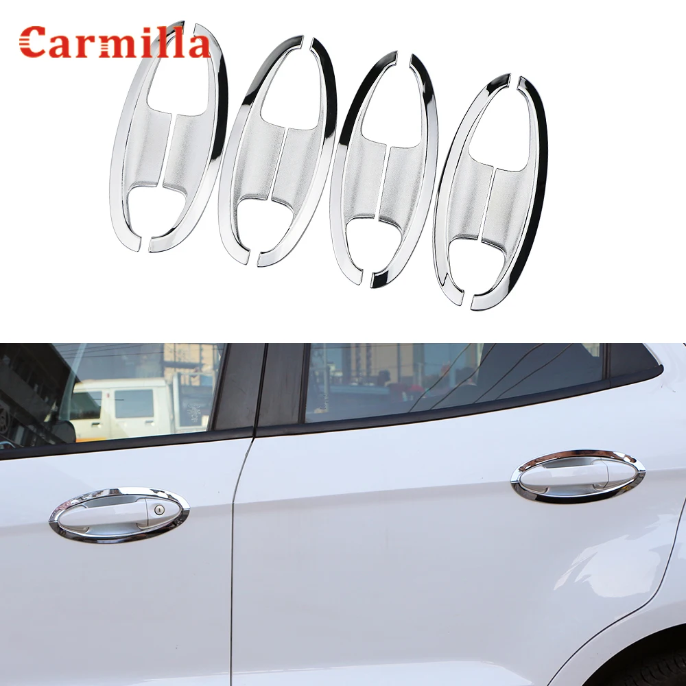 

ABS Chrome Exterior Door Bowl Protector Cover Outer Door Sticker Fit for Ford Ecosport Fiesta 2012 2013 2014 2015 2016 2017
