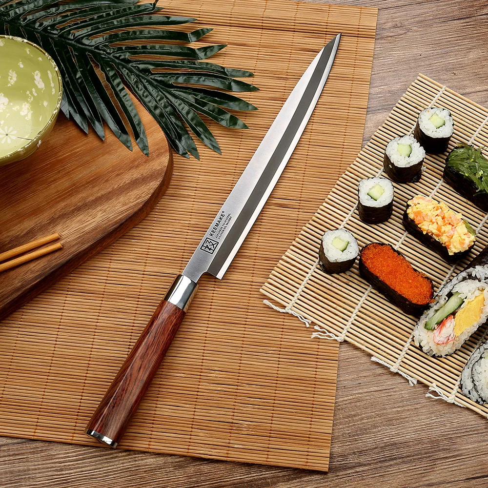 Keemake шеф-повара Ножи японский VG10 2-Слои Нержавеющая сталь лезвие бритвы Sharp 10," дюймов сашими приспособление для нарезки нож для филеровки