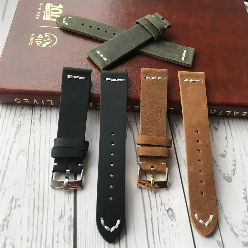 

20mm Vintage leather strap FOR role Sky-Dweller Pearlmaster Milgauss submariner 20MM soft strap men's mechanical bracelet