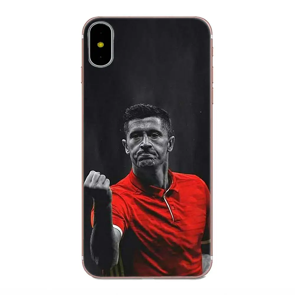 Мягкий ТПУ Капа Чехол Футбол Lewandowski для Apple iPhone 4 4S 5 5C 5S SE 6 6S 7 8 Plus X XS Max XR