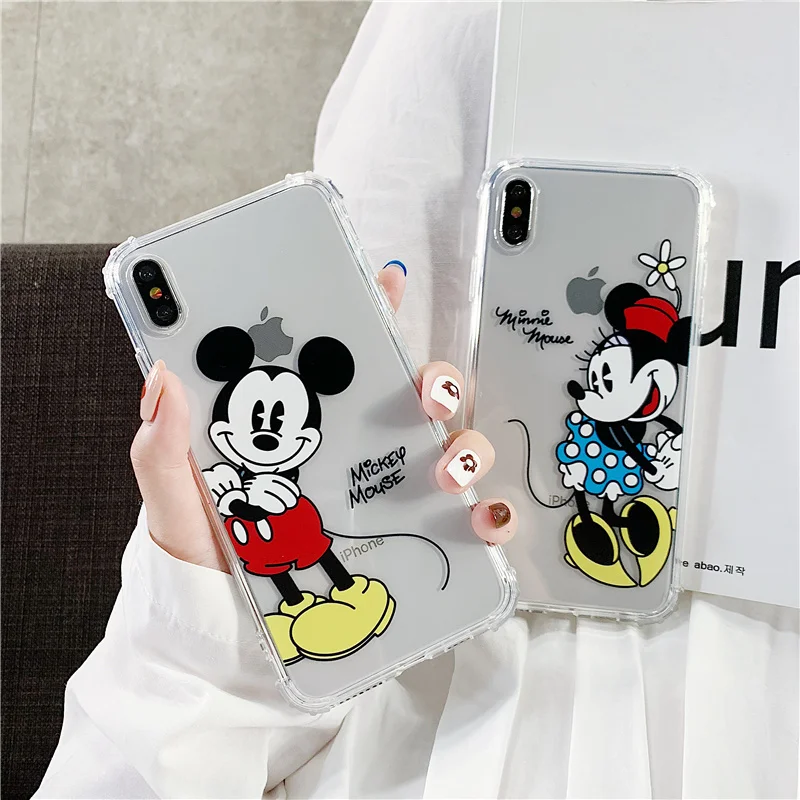 

Case mickey minnie mouse pattern for iphonexs max xr x xs Anti-fall cartoon transparent fundas for iphone 6 s 7 8 plus 10 couple