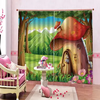 

green cartoon curtains 3D Window Curtain print Luxury Blackout For Living Room