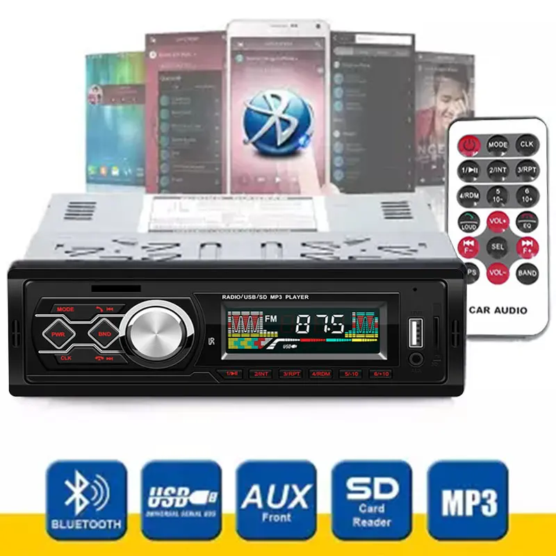 Универсальный автомобильный Mp3 радио плеер AUX USB плеер Fm Премиум дисплей времени
