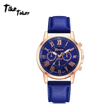 

Women's Watches Fashion Tike Toker Brand Faux Leather Analog Quartz Wrist Watch Women Female hours clock Hot Sale