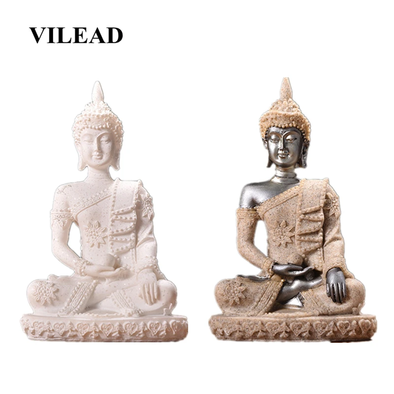 

VILEAD 4.3'' Natural Sandstone Female Buddha Statue Thailand Home Decoration Accessories Living Room Porch Figurines Decorations