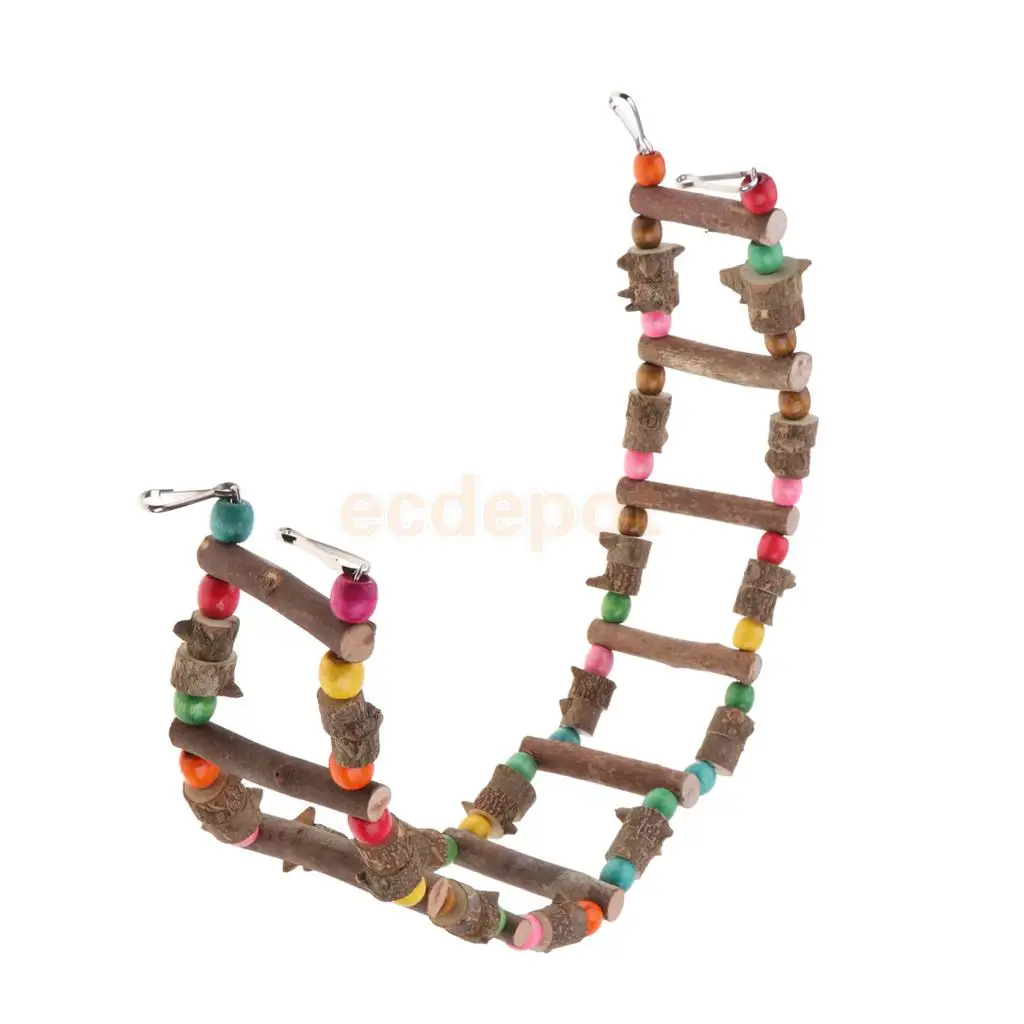 Bird Parrot Rat Hamster Chinchilla Toy, Wooden Ladder Bridge Swing Hanging Ladder Toy for Pet Trainning