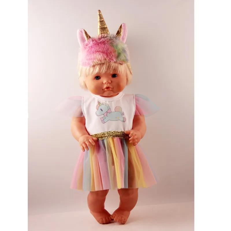 Модный костюм, наряды для 42 см/16 дюймов, Nenuco y su Hermanita, детские куклы, одежда, голубые наряды, кукла с пустышкой, аксессуары - Цвет: gold unicorn set 1
