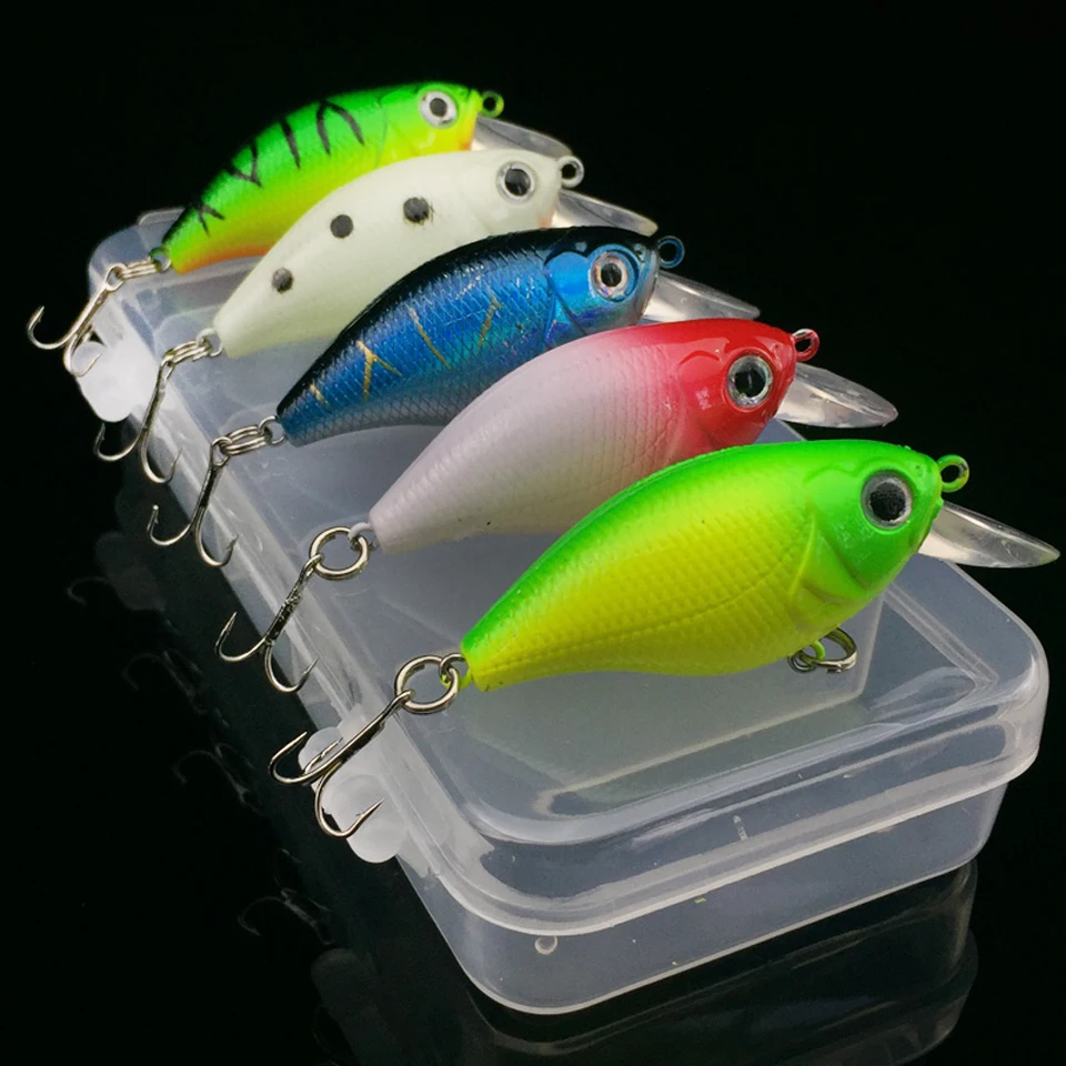 Walk Fish 5 unids/lote Anzuelos de pesca crank minnow cebo crankbait Bass cebos set juego tackle gancho agudo wobblers Pesca pesca