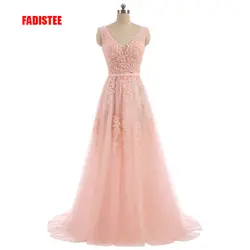 FADISTEE vestido de festa милое Розовое Кружевное с v-образным вырезом длинное вечернее платье вечерние для невесты сексуальное с открытой спиной