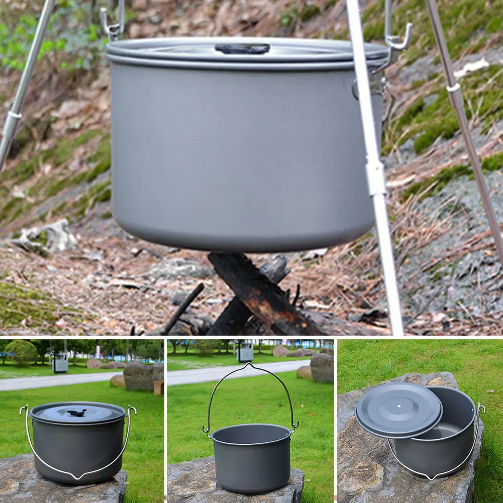 Baratos 2019 nueva olla para acampar al aire libre de aleación de aluminio olla de 5 8 olla de marcha caldero de picnic