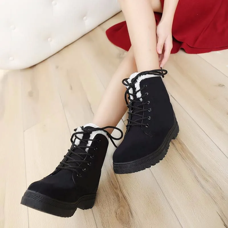 Fashion Snow Boots Winter Ankle Boots Women Shoes Plus Size Shoes 2016 Warm Plus Flat Heels Woman Booties Ladies Shoes DX106 (20)