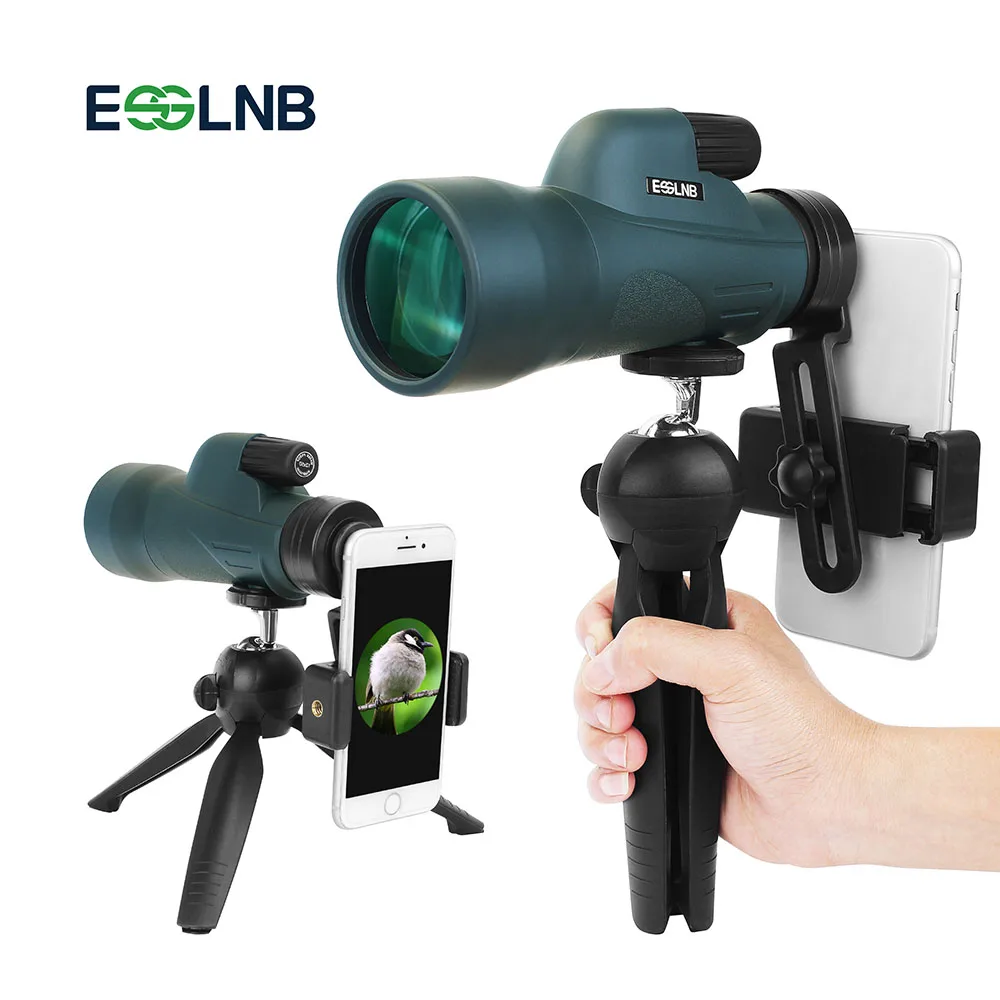  12X50 High Power Monocular with Tripod Smartphone Holder Waterproof Telescope Bak4 for Bird Watchin