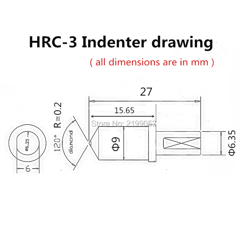 1 шт. 120 градусов HRC-3 твердость Индентер пенетратор с монокристаллическим алмазным наконечником для скважины