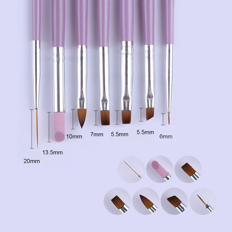 New 7pcs Nail Painting Liner Pen Brushes Set Nail Art Brush For