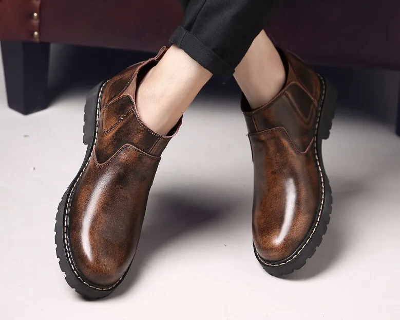 Tangnest/модные мужские ботинки в стиле ретро ботинки в деловом стиле из яловичного спилка мужские повседневные рабочие ботинки мужская разноцветная обувь с высоким берцем XMX709