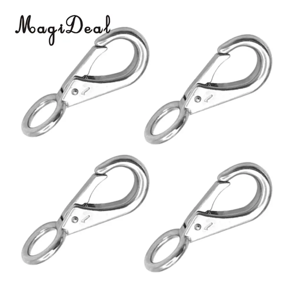 

MagiDeal 4x Fixed Eye Spring Snap Hooks Clip Link Anchor Chain Marine Boat Sailing Hardware - Marine Grade 316 Stainless Steel