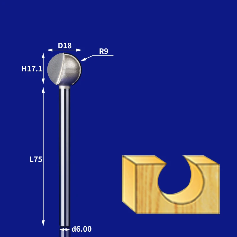 1 шт- ЧПУ твердосплавный деревообрабатывающий фрезерный станок, деревянный шар ножа таблетки, дерево корень гравировки чайный стол фрезерный - Длина режущей кромки: L 6mm x 18mm